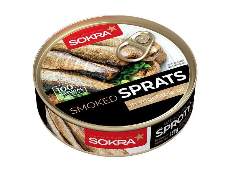 Uzené šproty v rostlinném oleji 160g SOKRA