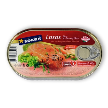 Losos filety ve vlastní šťávě 170g  SOKRA